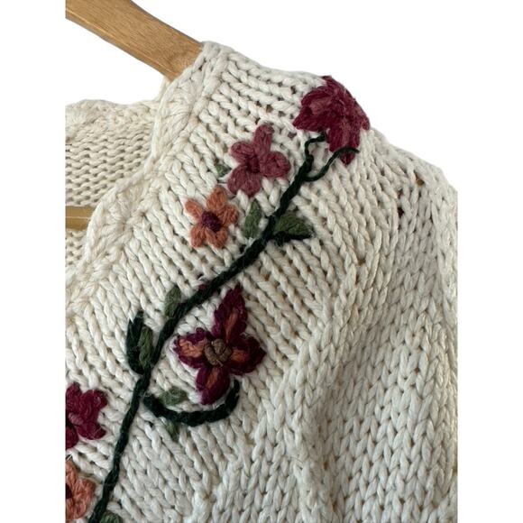 Vintage Kimberly Hope White & Pink Floral Knit Grandma Sweater Women's Large - Picture 7 of 11